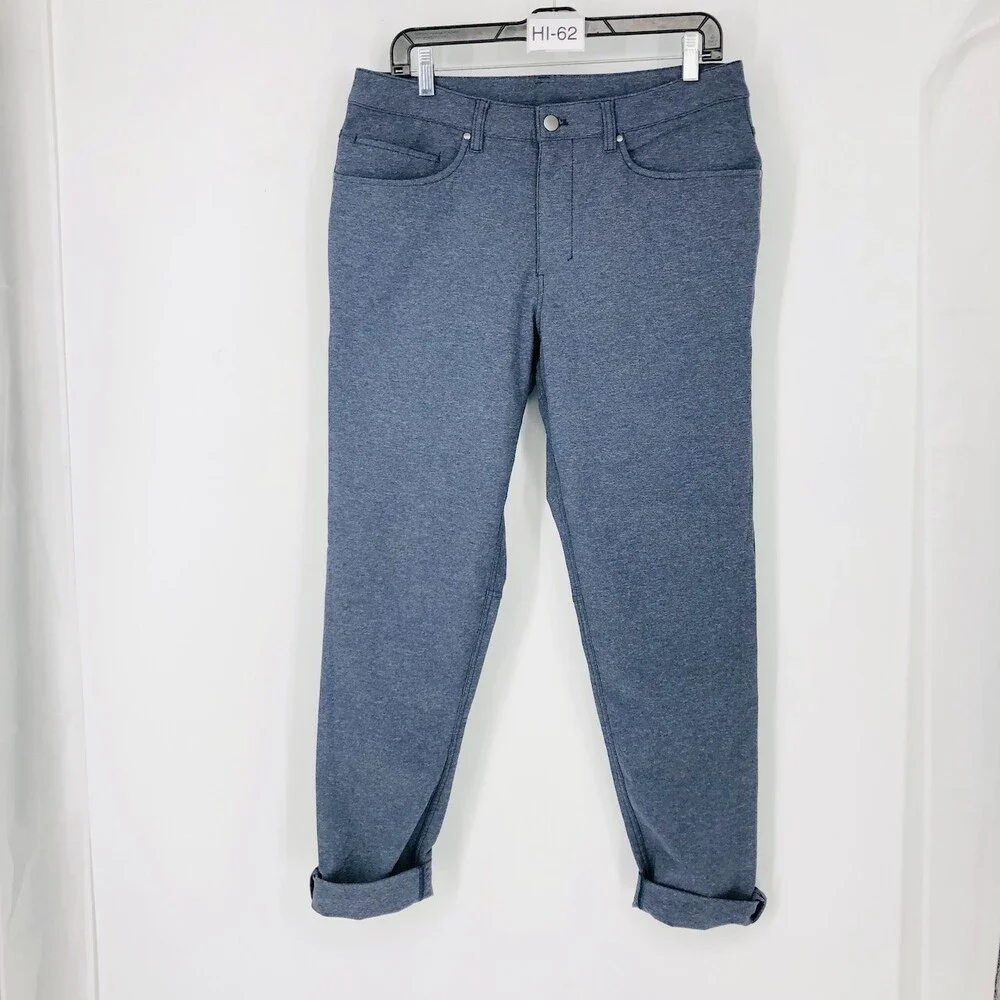 Lululemon Athletica Men's Gray Cotton Blend High-Rise Straight Leg Pants Size 32